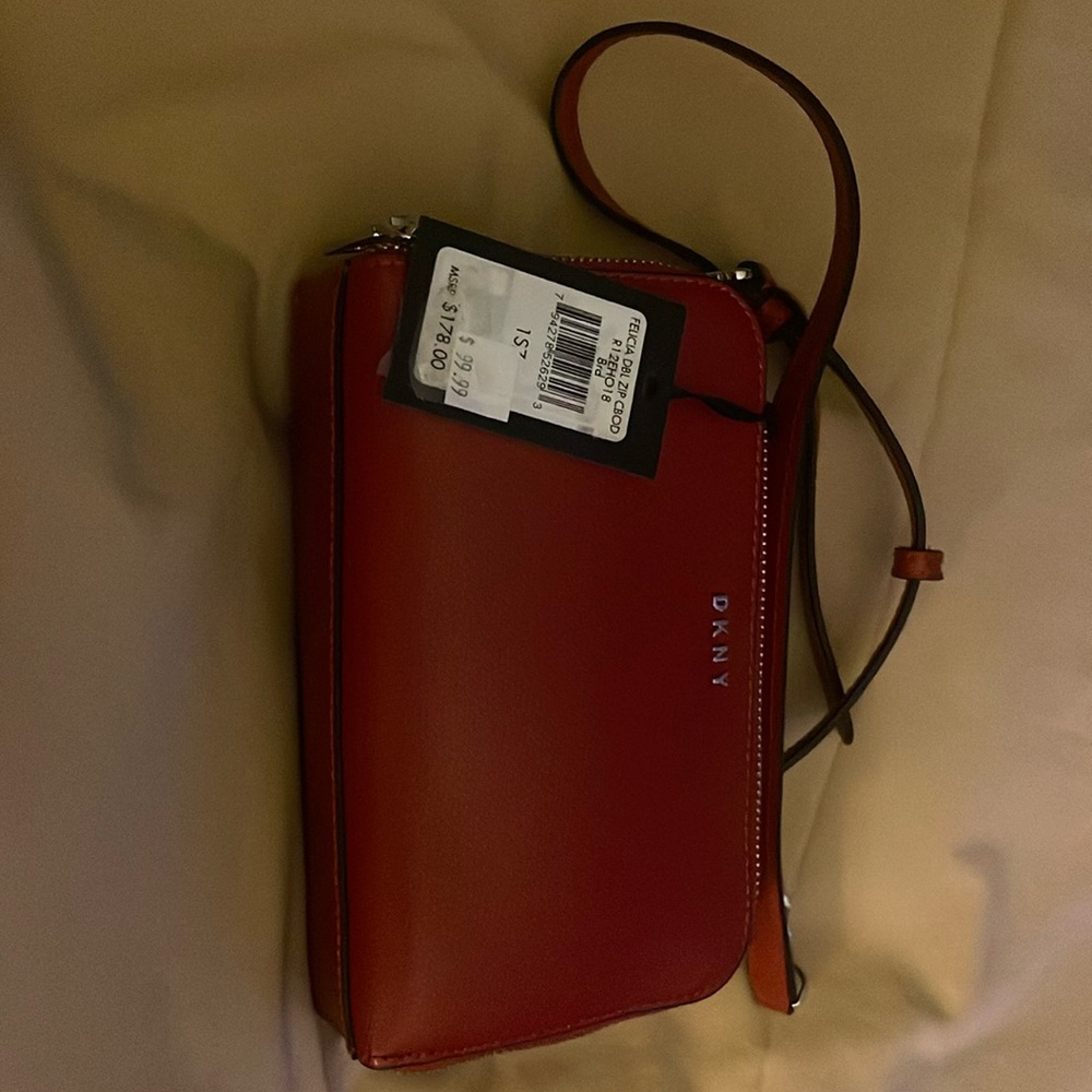 Dkny Felicia Double Zip Leather Crossbody Black Gold